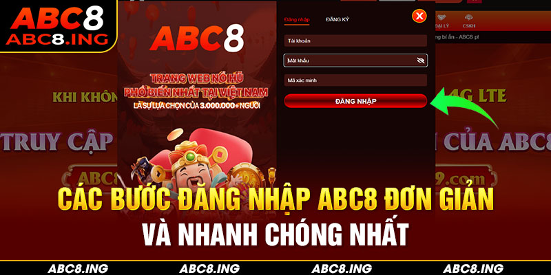 Các thao tác đăng nhập ABC8 qua phiên bản website cực kỳ đơn giản